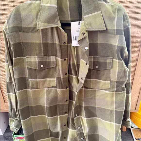 Spell Khaki Plaid Flannel Shirt Dress - Picture 3 of 8